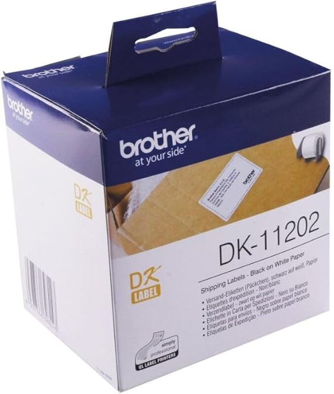 Brother Dk-11202 Label Roll, Shipping Labels, Black On White 300 Labels 62mm